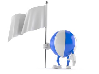 Beach ball character with blank flag