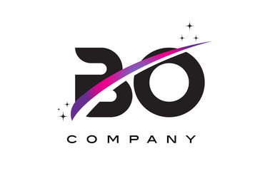 Obraz premium BO B O Black Letter Logo Design with Purple Magenta Swoosh