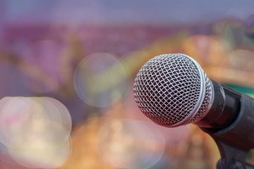 Microphone in bokeh background