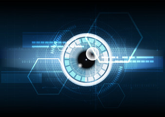Abstract technological eye scanning hud security vector background