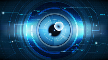Abstract technological eye scanning security head-up display vector background