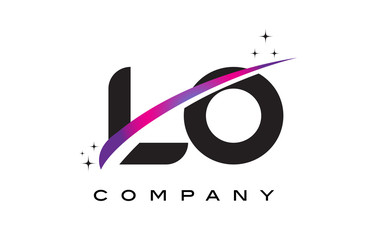 LO L O Black Letter Logo Design with Purple Magenta Swoosh