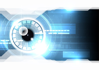 Technological eye scanning hud display security identification vector background abstract