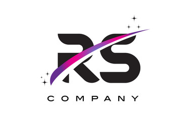 RS R S Black Letter Logo Design with Purple Magenta Swoosh