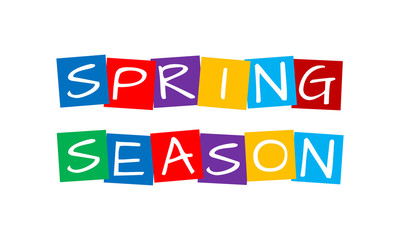 spring season, text in colorful rotated squares