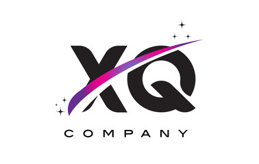 XQ X Q Black Letter Logo Design with Purple Magenta Swoosh