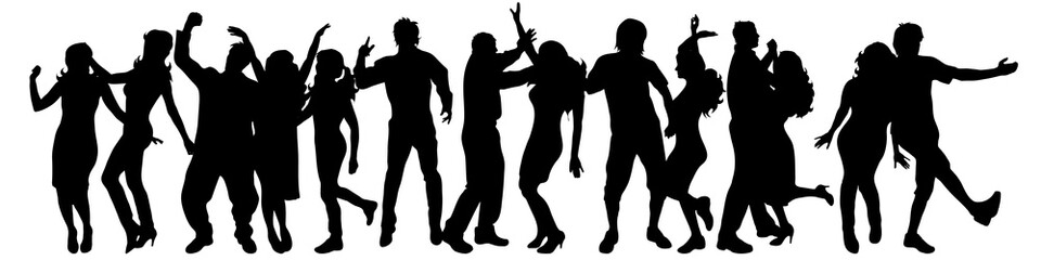 Vector silhouette of people on white background.