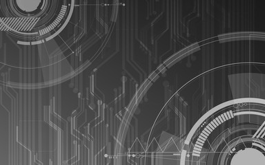 Vector abstract technological black and white circuit background