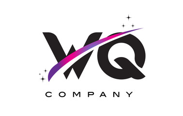 Fototapeta premium WQ W Q Black Letter Logo Design with Purple Magenta Swoosh