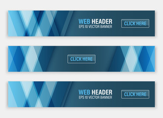 Fototapeta premium Web header, set of vector horizontal abstract banners.