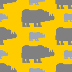 Rhinoceros seamless pattern. Wild beast herd ornament. Animal background