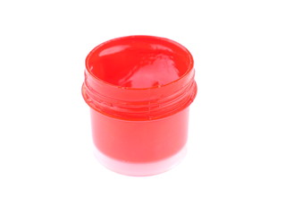 Jars with gouache on white background