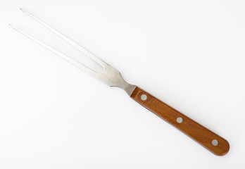 Barbeque fork with wooden handle