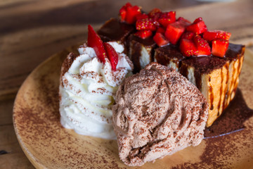 Honey toast with fresh strawberry.