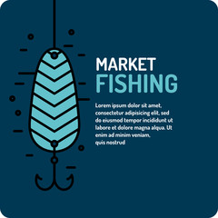 Modern vector illustration of the best fishing in linear style with spoon.
