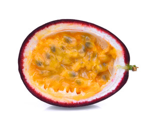 half of passion fruit isolated on white background