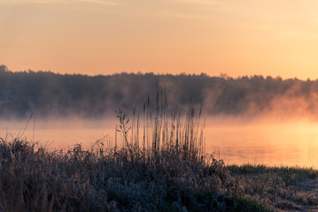 Magical sunrise over a lake
