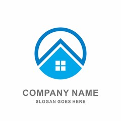 Fototapeta premium Okręgu budynku domu Nadokiennej architektury Wewnętrzna budowa Real Estate Biznes Firma Wektorowy loga projekta szablon