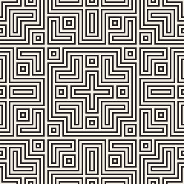 Geometric Ethnic Background with Symmetric Lines Lattice. Vector Abstract Seamless Pattern.