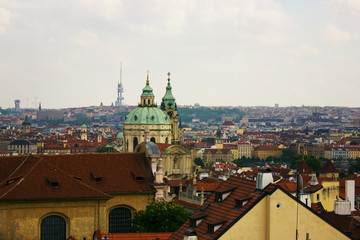 Fototapeta na wymiar The red roofs of Prague, Czech Republic