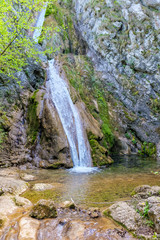 Fototapeta na wymiar Susara Waterfall in Cheile Nerei - Nera Gorges - National Park, Romania, Europe