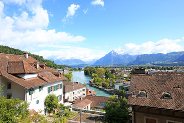 Fototapeta na wymiar Scenic view of from Thun castle, Switzerland