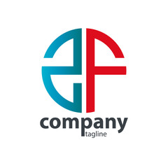 Initial Letter ZF With Linked Circle Logo