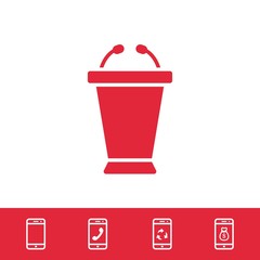 lectern with microphone icon stock vector illustration flat design