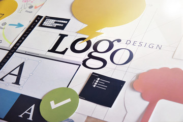 Logo design concept for graphic designers and design agencies services. Concept for web banners,...