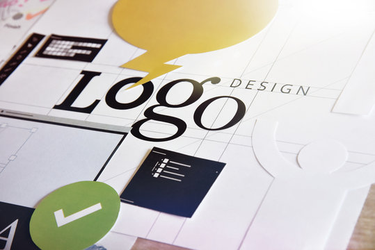 Corporate identity. Concept for logo design and development, branding, graphic design services, creative workflow.