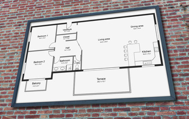 Apartment plan concept on a billboard