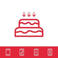cake with candles icon stock vector illustration flat design