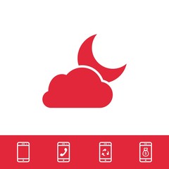 moon and cloud icon stock vector illustration flat design
