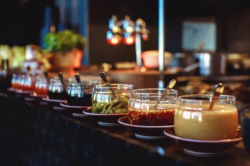 Fotobehang Sauces and condiments in jars © demphoto