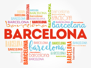 Fototapeta premium Barcelona wallpaper word cloud, travel concept background