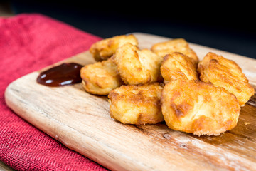 delicious fried Chicken nuggets with sauce