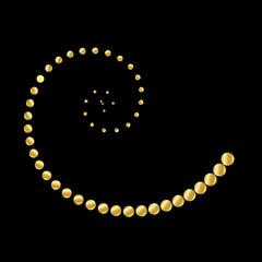 Dotted Gold Spiral Icon Symbol Design. Vector illustration isolated on black background