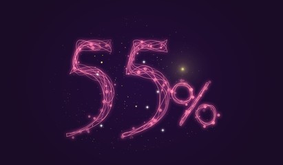 55 % discount - Discount sale sign - Star icon numbers