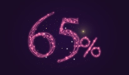 65 % discount - Discount sale sign - Star icon numbers