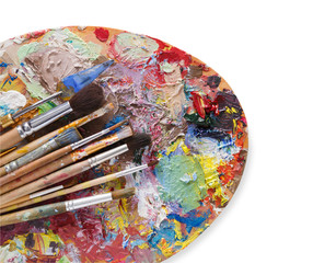 Obraz na płótnie Canvas Art palette with colorful paint strokes, isolated