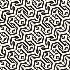 Vector Seamless Interlacing Lines Pattern. Repeating Geometric Background With Hexagonal Lattice.