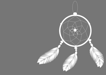 light dreamcatcher on a gray background illustration