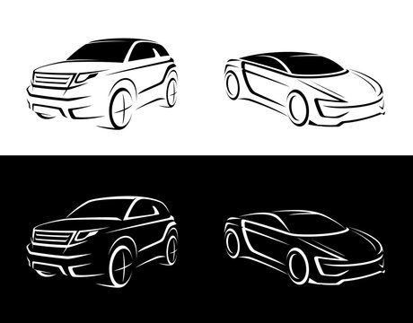 crossover, offroader, sports car sketch