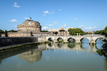 castel sant'angelo and tevere bridge in Rome, Italy