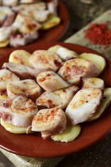 pulpo a la gallega, a recipe of octopus typical in Spain