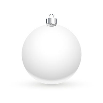 Mock up of blank realistic white christmas ball