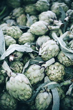 A market stall with an artichoke head