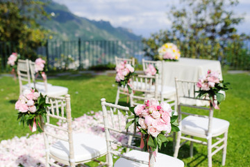 Wedding ceremony setting in Ravello, Amalfi Coast, Italy