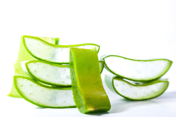 Aloe Vera sliced, isolated on a white background,for health,healthy food.