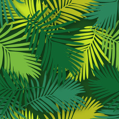 Fototapeta na wymiar Seamless background with decorative leaves. Summer tropical design. 